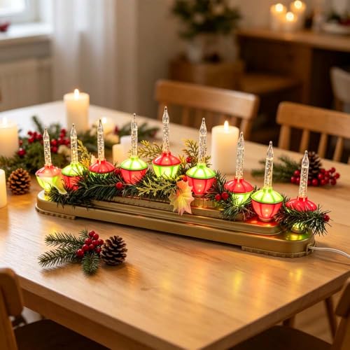 Multicolor Retro Bubble Light Centerpiece with 9 Glitter Bubble Lights - Christmas Decor