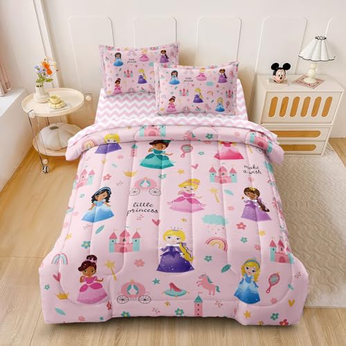 Kids Girls Princess Comforter Set Twin Pink Princess / Twin - Cozy Bed Bedding