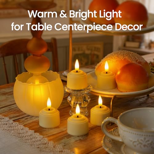 Rechargeable LED Tea Light Candles with Remote & Charging Station - Flameless Ivory Set of 12