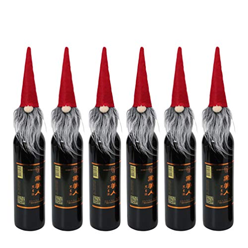 Christmas Gnome Wine Bottle Toppers - Set of 6 Festive Holiday Decorations