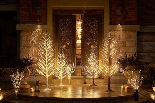 Birchlitland 6FT LED Alpine Trees with 810 Warm White Fairy Lights Indoor Outdoor Holiday Decoration