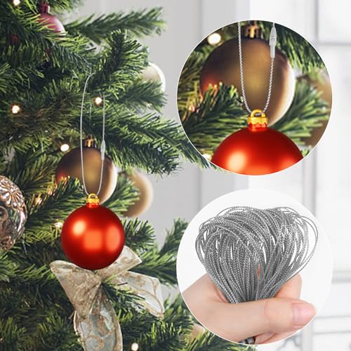 DIYASY 300Pcs Christmas Ornament String Hangers, Silver Ornaments