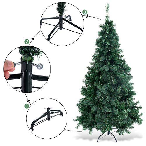 Costway 6Ft Artificial PVC Christmas Tree with Stand - Indoor Outdoor Holiday Decor