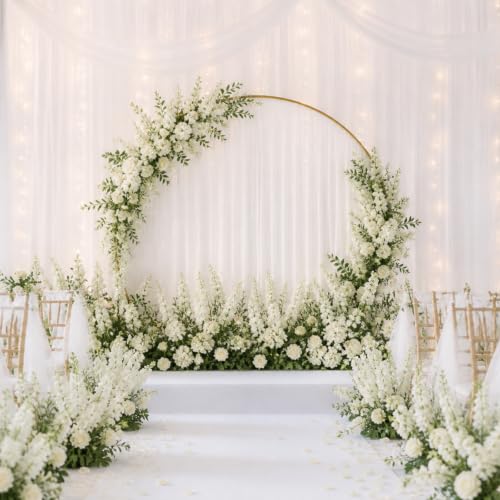 34.25 Inch White Artificial Delphinium Flowers Bulk 50 Stems for Floral Arrangements
