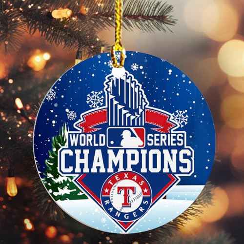 Rangers World Series Champions Christmas Ornament, Charlie Brown Texas Baseball Decorations,Texas Cute Rangers Ceramic Ornament Christmas Rangers Ornament