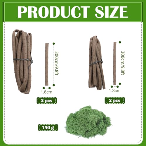 Janinka 6 Pcs 118in Artificial Bendable Tree Branches with Moss - Flexible Garden Decor