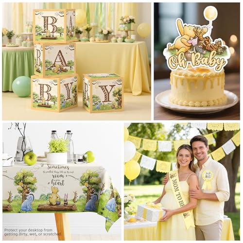 Bear Baby Shower Decorations Set for 25 Guests - Complete Party Kit with Balloons, Tableware & Backdrop