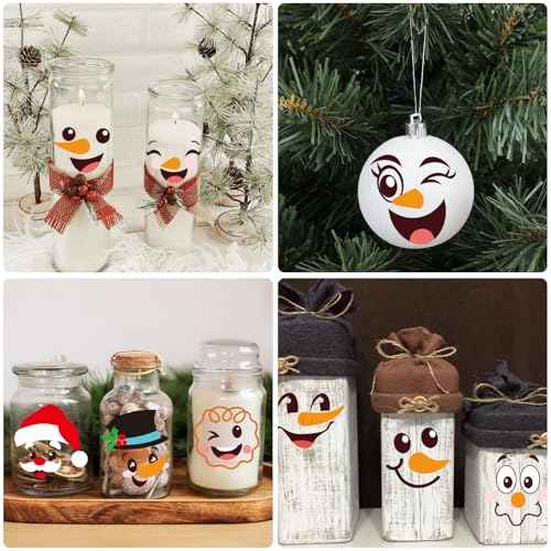 CCINEE 60pcs Christmas Stickers for Crafts, Santa Claus Snowman Reindeer Face Stickers Self Adhesive Glass Window Vinyl Decals for Holiday Wall Door Water Bottles Ornament