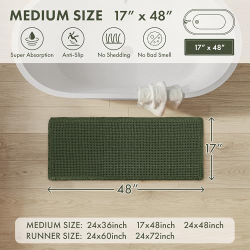 MIULEE Christmas Waffle Bath Mat Runner 17x48 Hunter Green