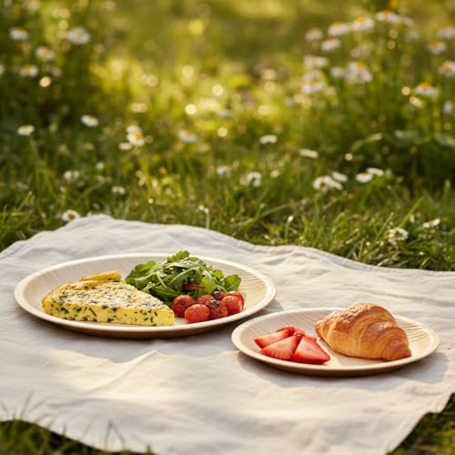 Charity Leaf 10-Inch Disposable Bamboo Plates - 50 Pieces, Eco-Friendly Dinnerware Set