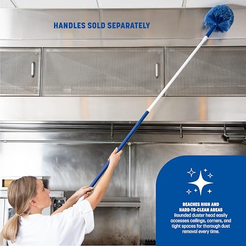 12-Pack Blue Sparta Round Duster Head 7 Inch for Overhead Cleaning - Soft Bristles