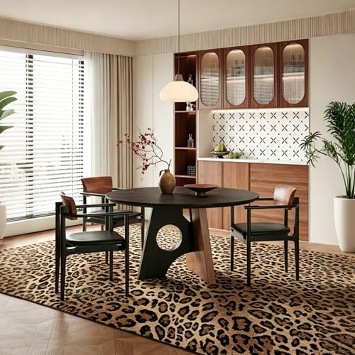 Leopard Rug 5x7 ft - Soft Faux Wool Non-Slip Cheetah Print Area Rug for Bedroom & Living Room - Brown Animal Print, Safari Style
