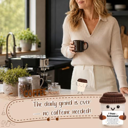 Retirement Gift for Coworker Women – Crochet Coffee Cup (OCCdesign) - Variation: Retirement