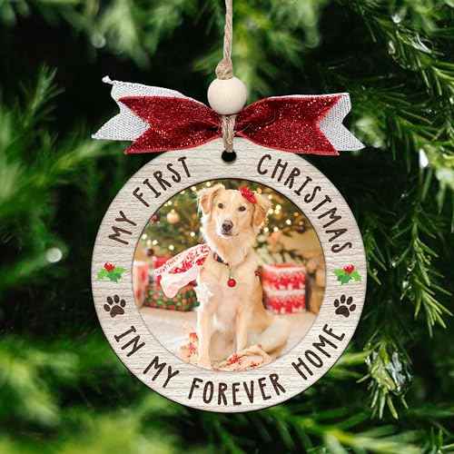 Personalized Pet Photo Ornaments 2025 ? Custom Christmas Dog Ornament for Tree ? Wooden Pet Picture Frame Keepsake ? Dog Cat Remembrance Ornament for Pet Lovers (H92)