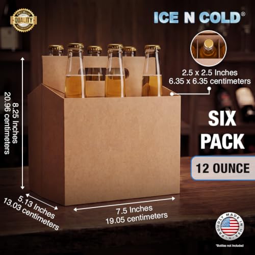 ICE N COLD 6pk Kraft Brown Cardboard Beverage Carrier 150 Count - 12oz Bottles & Cans