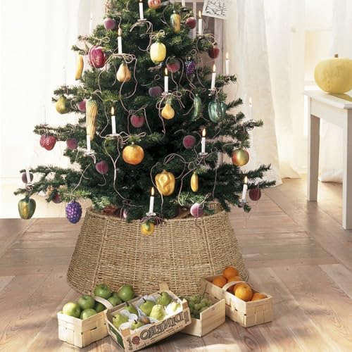Blissun Rattan Christmas Tree Collar - Natural Woven Farmhouse Tree Ring, X-Large