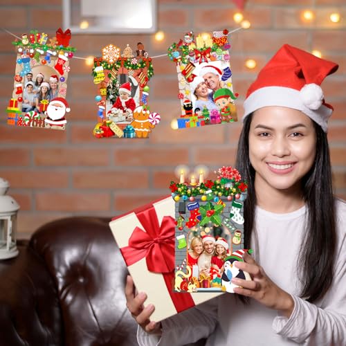 WILLBOND 36 Pack Christmas DIY Picture Frames Craft Kit for Kids Xmas Tree Photo Frames Ornaments with Stickers for Xmas Winter Holiday Party Activities Games Favor(Fireplace)