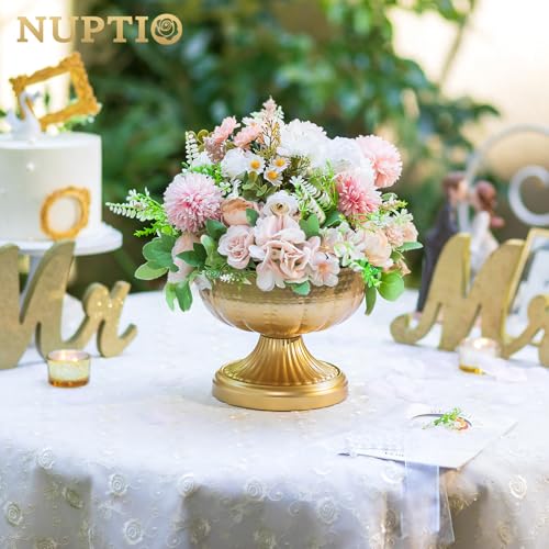 Hammered Gold Compote Vases Set of 10 - Elegant Centerpieces for Decor