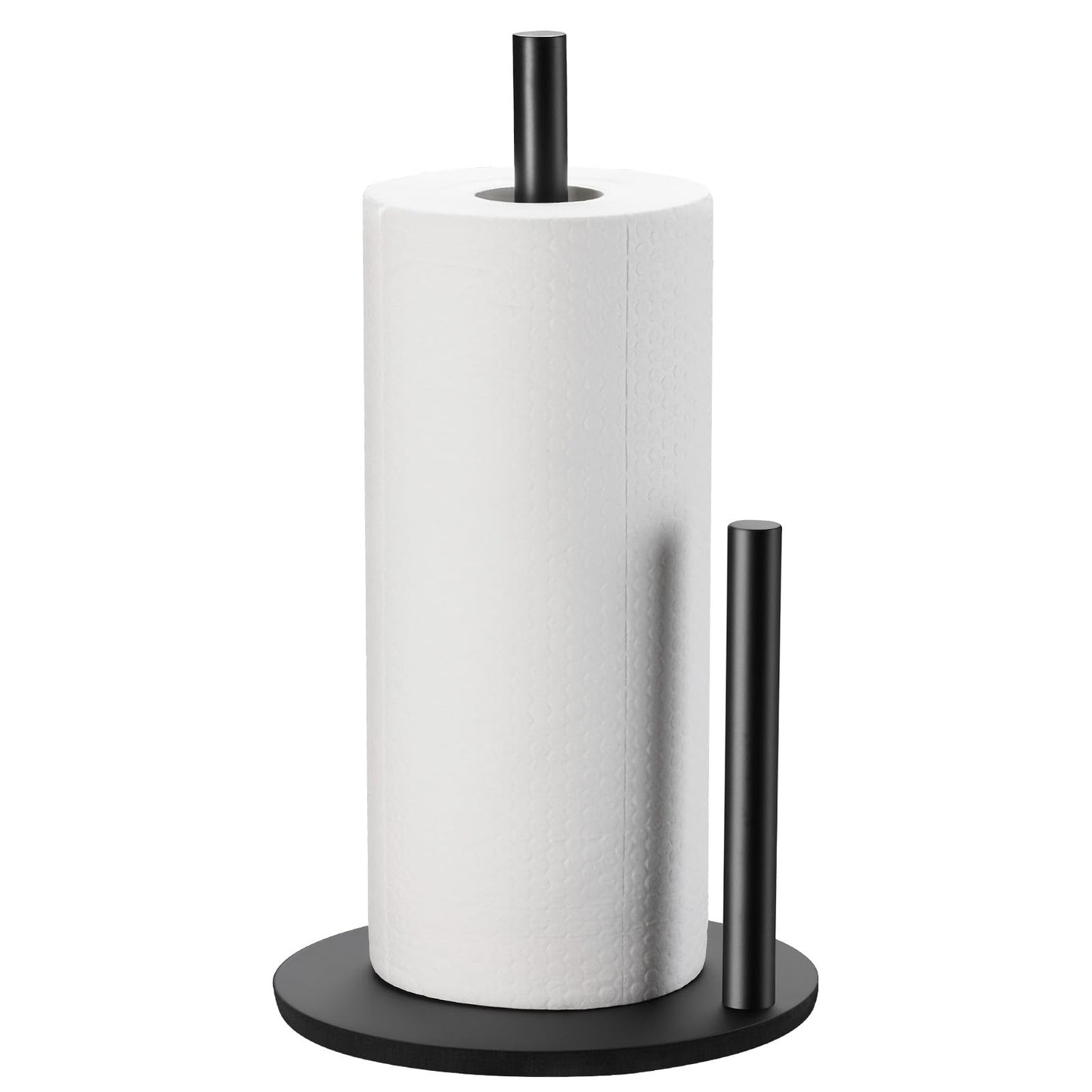 Paper Towel Holder Kitchen,Premium Stainless Steel Roll Dispenser,Countertop Paper Holder with Weighted Base, Black