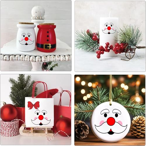 Santa Face Vinyl Stickers 45ct for Ornaments, Water Bottles & Windows – Xmas DIY Decals
