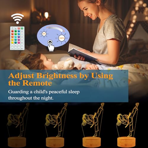 Karate Girl Night Light, Karate Gifts, Taekwondo 3D Illusion Lamp with 16 Colors Changing, Timer, 4 Flash Modes and Dimmable, Kids Girls Room Decoration, Holiday Xmas Gifts