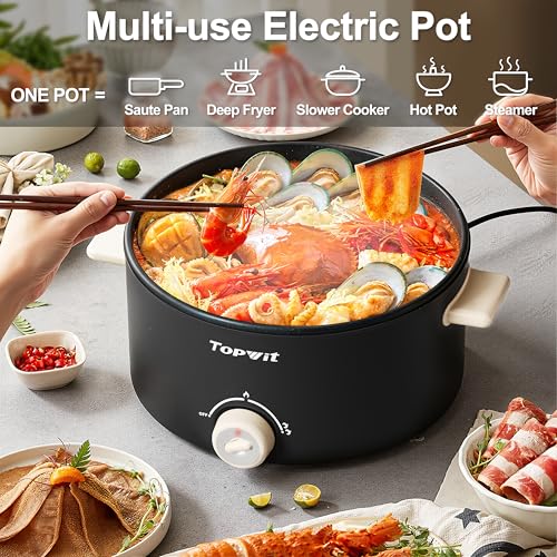 Dark Black 4L Electric Hot Pot with Dual Power & Non-Stick Coating