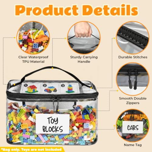 6-Pack Extra Large Clear Toy Storage Bags with Zippers, TPU