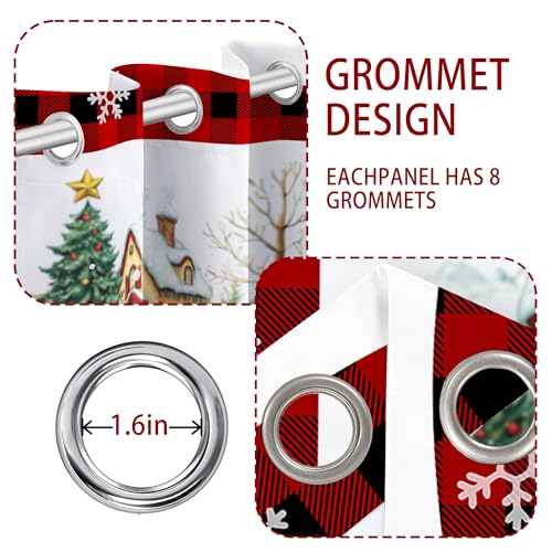 Unibyby Christmas Snowman & Red Truck Blackout Curtains 52"x84" Set 2 Panels, Holiday Window Treatment