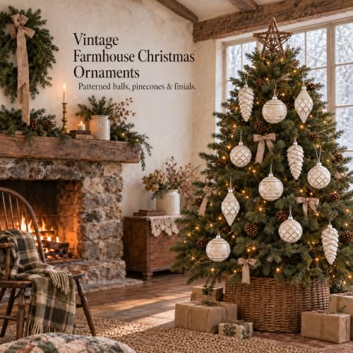 Evernne Rustic Champagne Christmas Ornaments Set 11PCS Large Variant