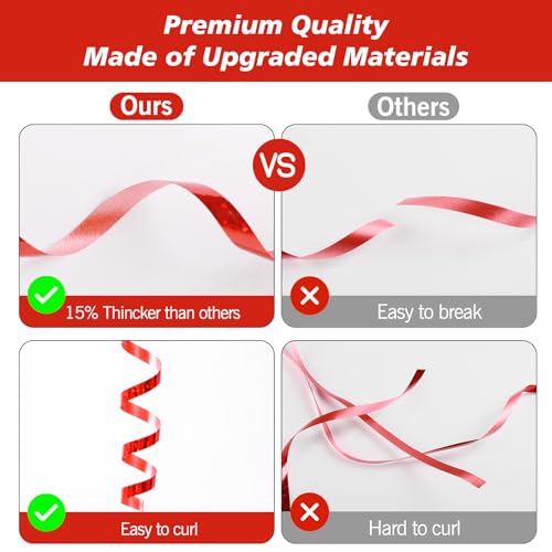 500 Yard Red Curling Ribbon, 3/16" Christmas Shiny Curly Ribbons for Crafts Gift Wrapping Supplies, Balloon String Ribbon, Gift Ribbons for Valentine's Day Birthday Wedding Party Decorations