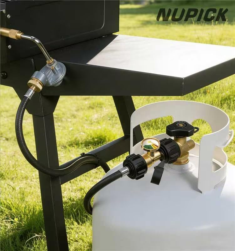 NUPICK Propane Tank Gauge - Level Indicator with QCC1 Connector for 5-40lb Tanks | Leak Detector for BBQ Grills