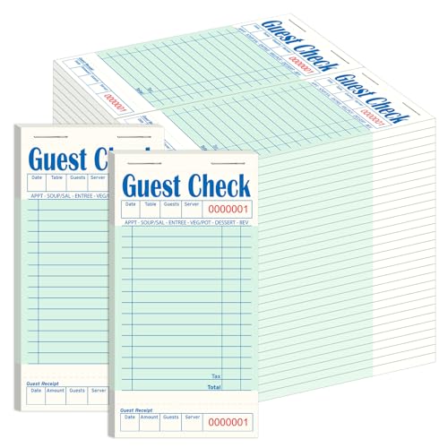 Guest Check Books for Servers - 60 Pack, Green, 3000 Tickets, Restaurant Note Pads