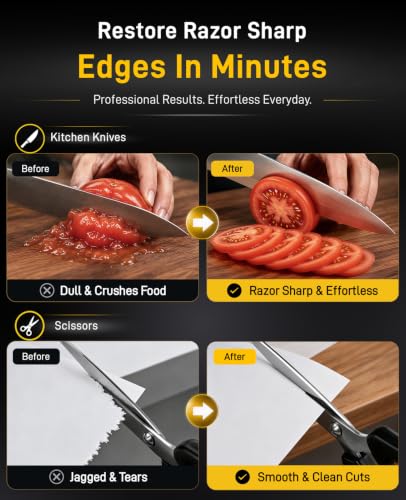 Electric Knife and Scissor Sharpener with Adjustable 12°–22° Angles, 3-Stage System