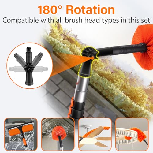 Reach 30FT Telescoping Duster Cleaning Kit with 5-24FT Extension Pole - Lightweight & Durable