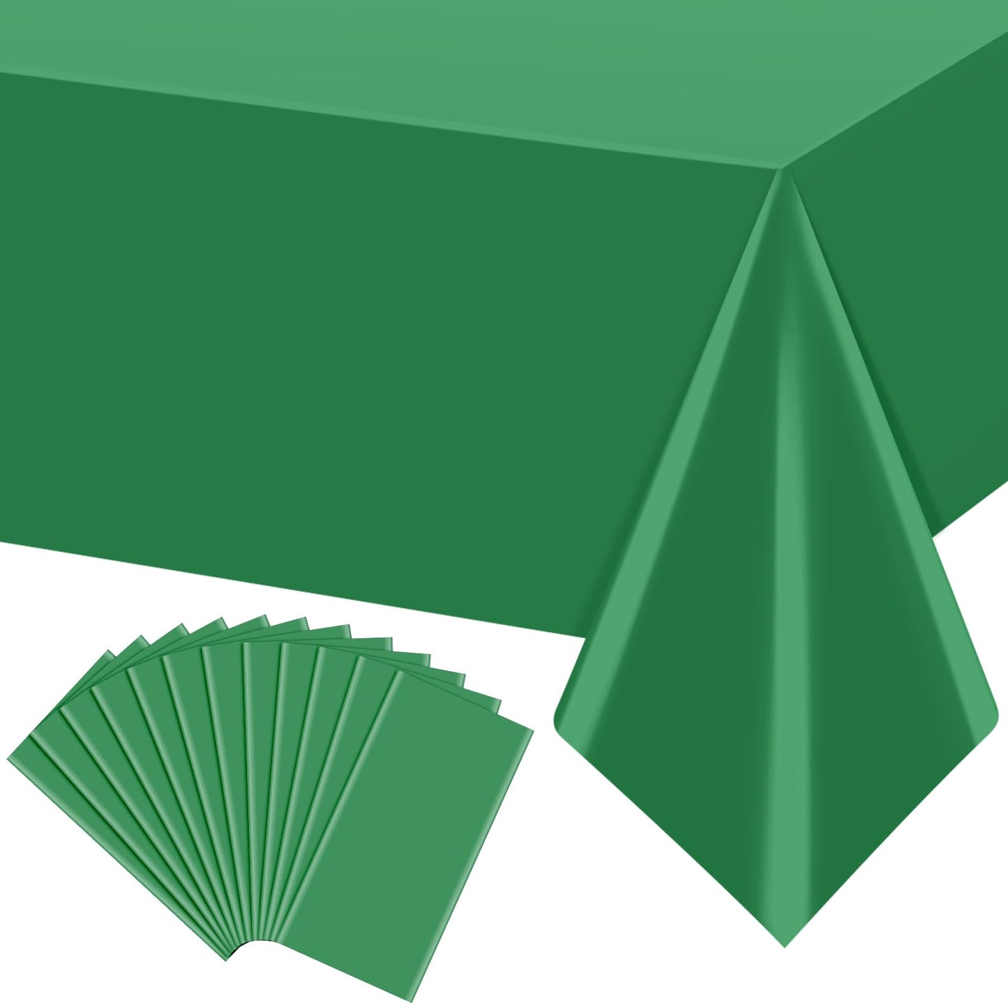 YIDAKO 12Pcs Green Rectangle Tablecloth,Disposable Plastic Table Cloth,Waterproof Green Table Cover for Graduation Birthdays Weddings Anniversary Party Decorations,54 x 108 Inch