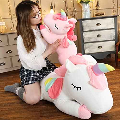 Unicorn Stuffed Animals, Soft Unicorn Plush Hugging Pillow Toy Gifts for Kids (White, 12 in)