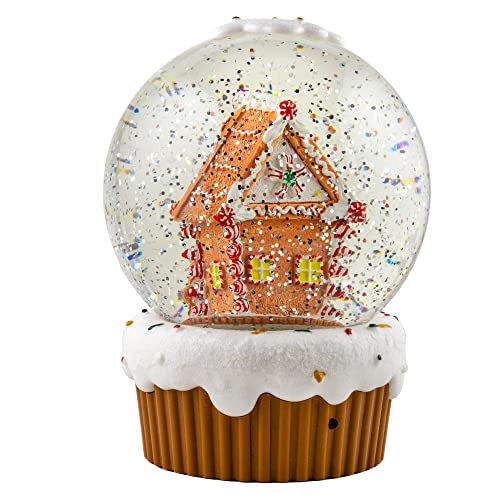 120mm Gingerbread House Musical Water Globe - Christmas Decor, Light Up & Plays Tunes
