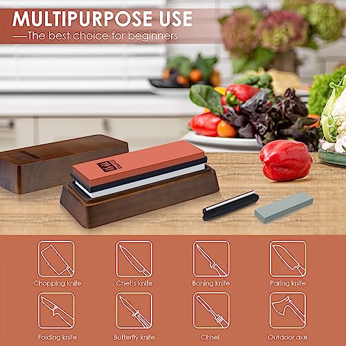 Knife Sharpener Stone Set with Storage Box - Water Whetstone Grit 1000/5000