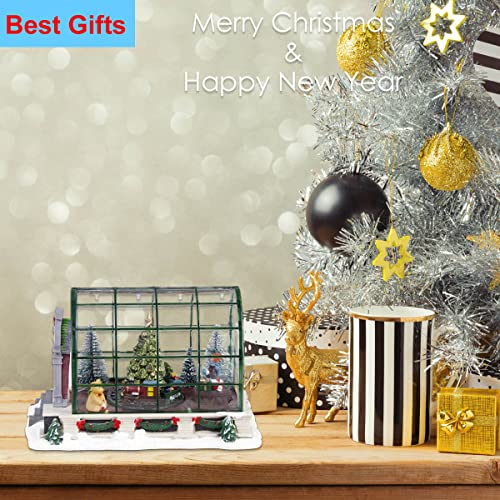 InnoDept12 Animated Lighted Christmas Village Greenhouse Decor