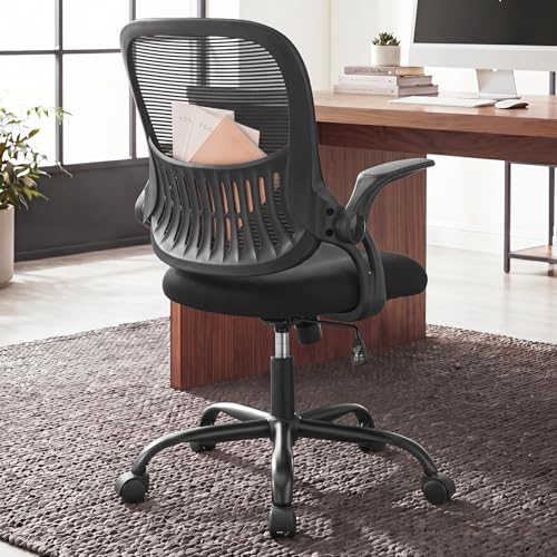 Ergonomic Office Desk Chair with Flip-Up Armrest & Lumbar Support
