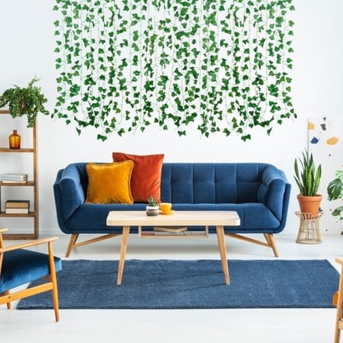 Fake Vines for Room Decor(12 Pack 84 Feet) Aesthetic Artificial Plant Ivy Leaves Hanging Greenery Garlands for Home Bedroom Wall Wedding Christmas Party Office Patio Outdoor Garden D?cor
