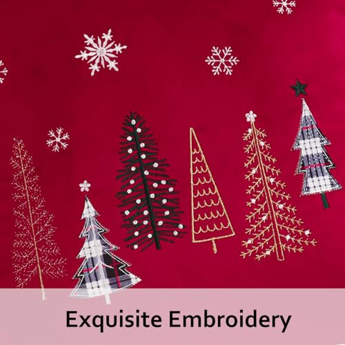 Tosleo 16x16 Inch Christmas Throw Pillow Covers Set of 2, Red Xmas Tree