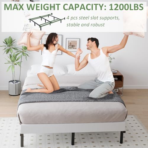 Mashomdec Queen Metal Bed Frame - 7-Inch Low Profile Adjustable Platform Bed, Heavy Duty, Noise-Free, Easy Assembly, Black