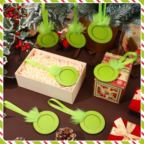 Blulu 24 Pcs Christmas Lime Green Photo Frame Ornaments – Grinch Green
