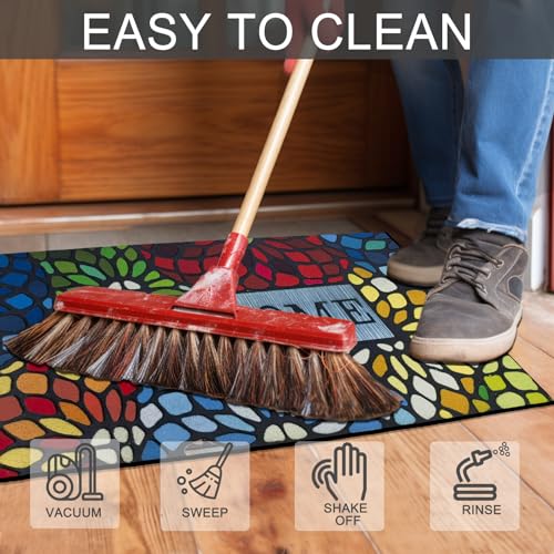 CHICHIC 24x36 Inch Colorful Welcome Door Mat - Heavy Duty Non-Slip Outdoor Rug for Entryway