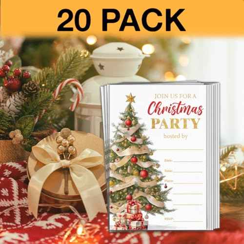 LyoGao Christmas Party Invitations With Envelopes (20 Pack) -Christmas Party Fill in Invites Cards for Xmas Winter Holiday