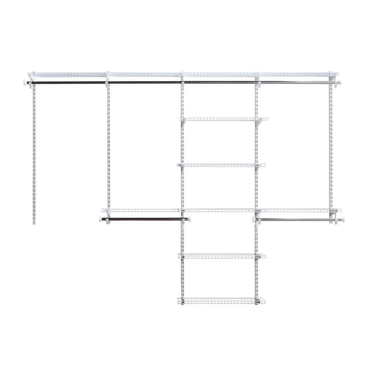 Rubbermaid Configurations Closet Shelves & Hanging Kit (2) 26" Shelves White Custom Pantry Organizer and Storage/Clothes Rack for Home/Laundry/Bathroom/Mudroom/Pantry/Linen Closet