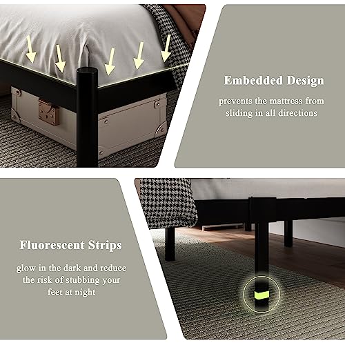 Heavy-Duty Metal Bed Frame with 13 Steel Slats and Under-Bed Storage