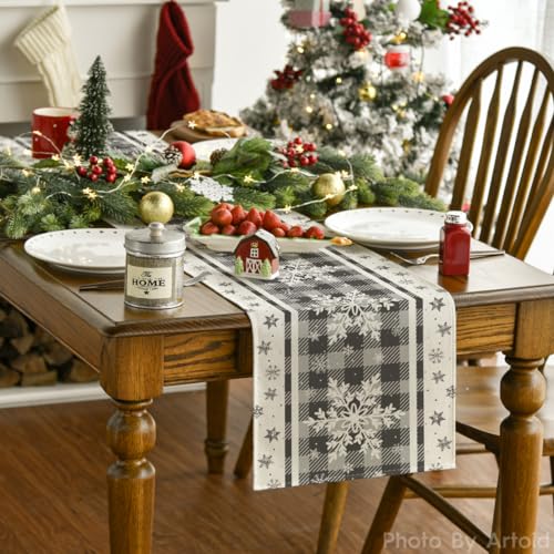 Artoid Mode 13x48 Inch Snowflakes Table Runner, Silver, Polyester