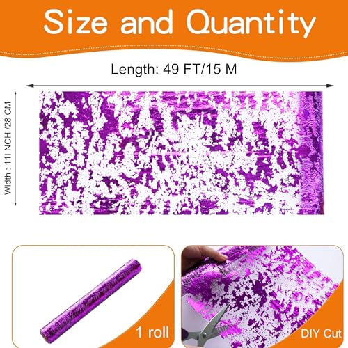 Snowkingdom Purple Glitter Metallic Foil Sequin Mesh Table Runner 49FT